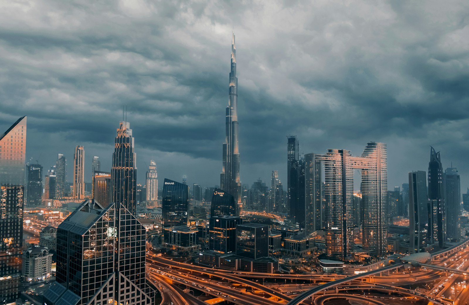 Downtown Dubai skyline with Burj Khalifa